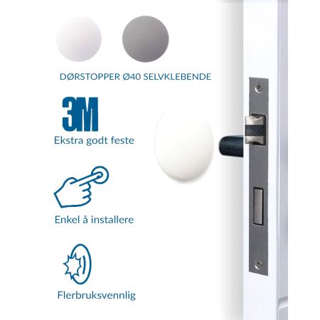 Dørstopper Ø40 Selvklebende Hvit