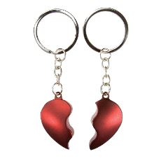 6-0802 Nøkkelanheng Delt Hjerte Rød